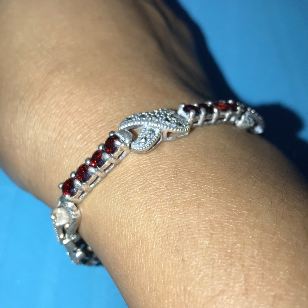 🎀925 stamped sterling silver gemstone bracelet
